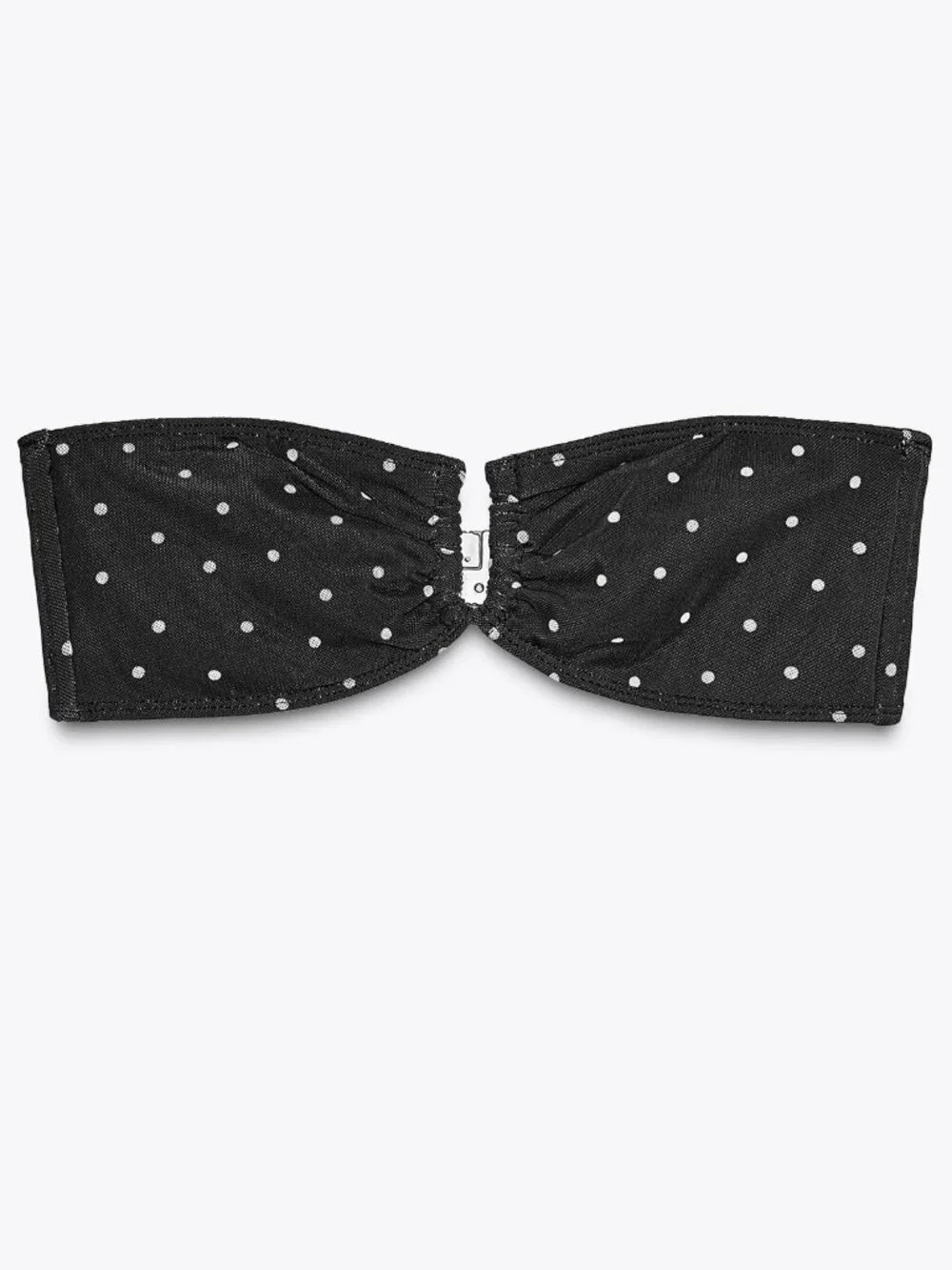 New Zara Bandeau Strapless Polka Dot Black/White Swim Bikini Top Small NWOT